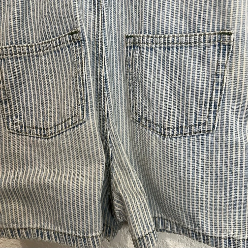 VTG Oshkosh Baby BGosh 12 Months Vestbak Overall Shorts Blue Stripes Shortalls